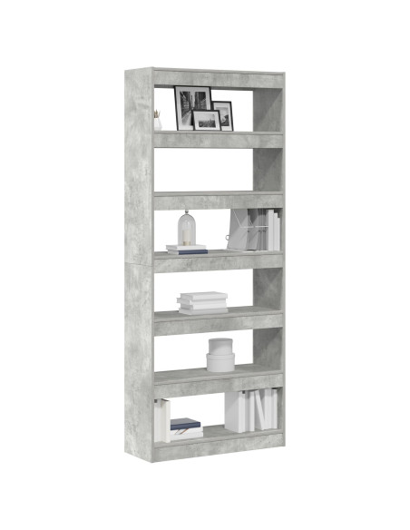 Libreria Grigia in Cemento Grigio Cemento Legno ingegnerizzato