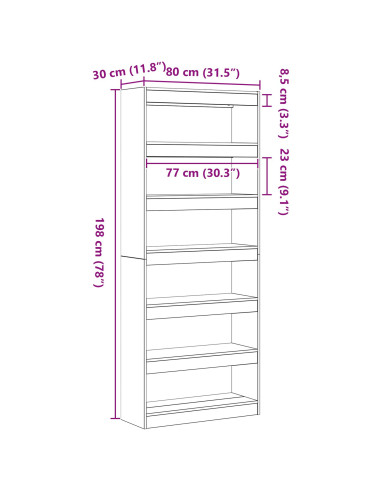 Armadio per Libri Legno vecchio 80 x 30 x 198 cm