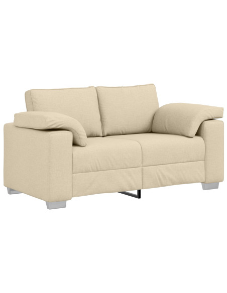 Set Divano 3 Pezzi con Cuscini in Tessuto Crema