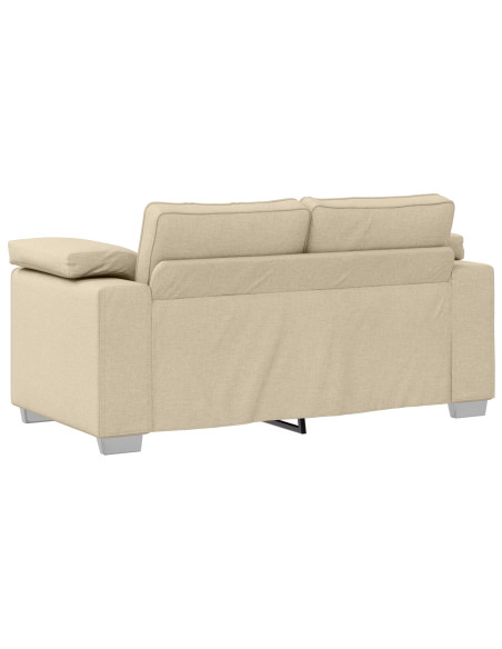 Set Divano 3 Pezzi con Cuscini in Tessuto Crema