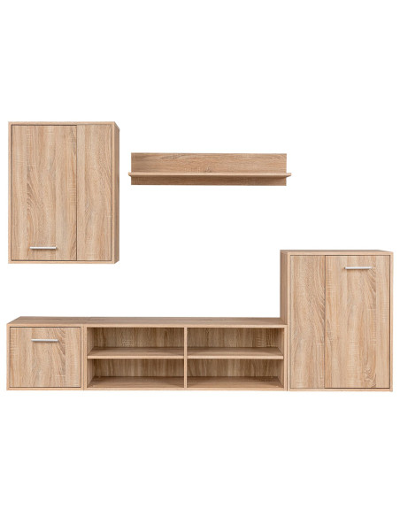 Set di mobiletto TV a 5 pezzi in legno composto rovere Sonoma