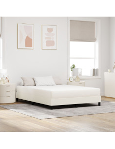 Materasso da Letto con materasso Crema 140 x 200 cm Tessuto