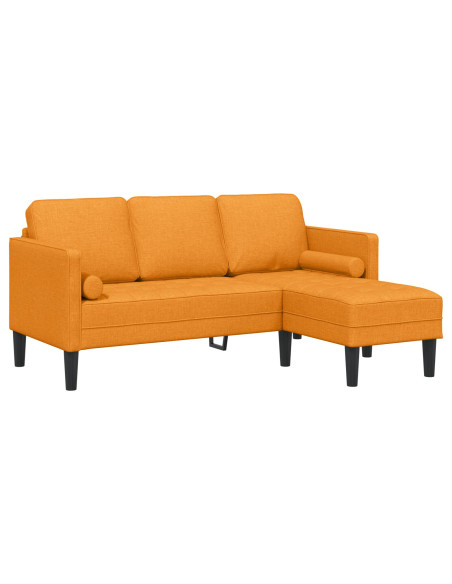 Sofa L-Shaped a 3 posti Giallo Scuro 160 cm in Tessuto