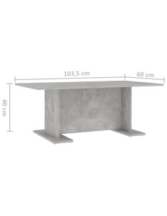 Tavolino Salotto Grigio Cemento 103,5x60x40cm Legno Multistrato