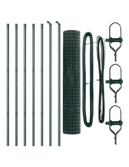Recinzione Euro  con 7 Pali 1,6x10 m Acciaio Galvanizzato Verde