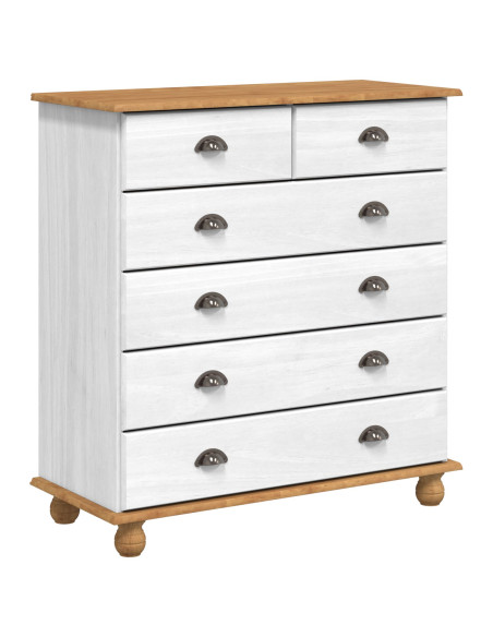Cassettiera Bianco e Legno Legno massello e MDF Media Cassettiera