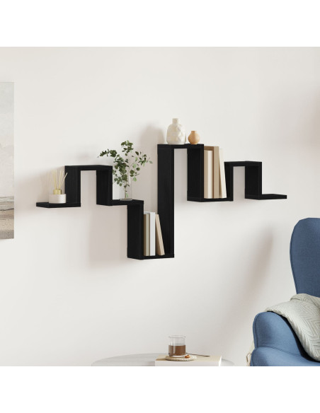 Scaffale da parete Rovere Nero 104,5 x 43 x 10 cm