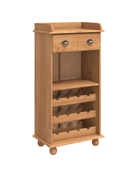 Cabinet vino  ASKIM con 12 porta bottiglie in legno massello di pino color miele