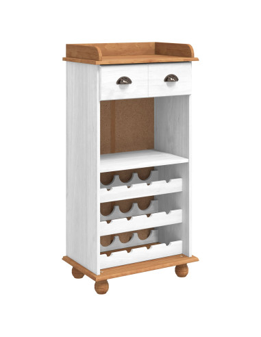 Mobile per vino ASKIM Bianco con Top al Miele 57 x 37 x 114 cm