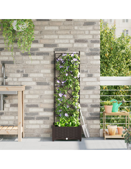 Piantana da Giardino  con Trellis Marrone 40x40x125,5 cm
