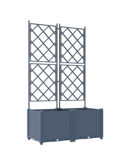 Fioriera da Giardino con Trellis 2 pcs Grigia 80x40x143 cm