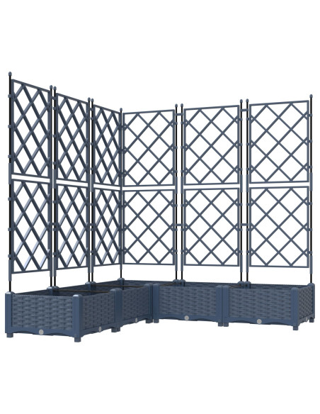 Vaso da Giardino  con Trellis 5 pz Grigio 120x120x125.5 cm