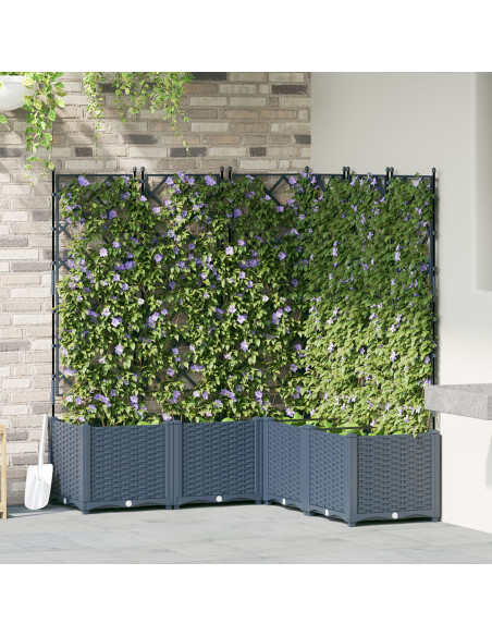Vaso da Giardino con Traliccio 5 pz Grigio 120x120x143 cm