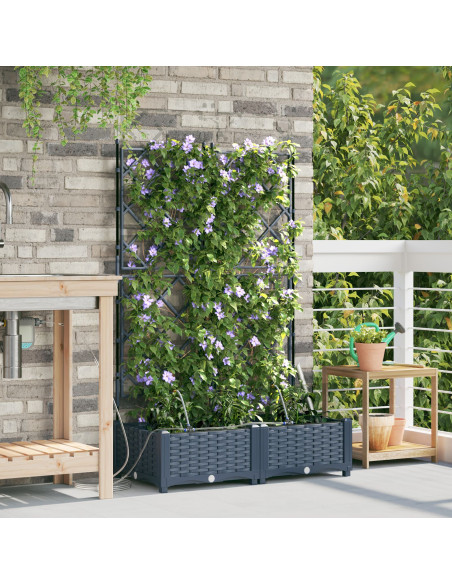 Fioriere da giardino  con sistema di irrigazione 2 pz Grigio