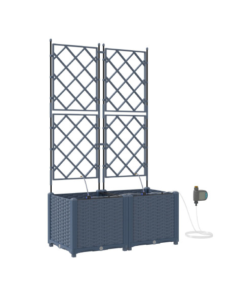 Fioriere da Giardino con Sistema di Irrigazione 2 pz Grigio