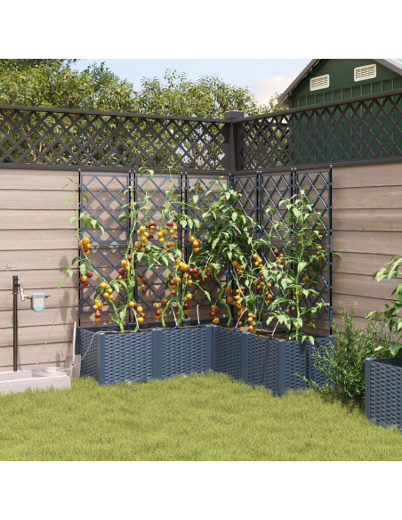Fioriere da Giardino con Sistema di Irrigazione 5 pz Grigio