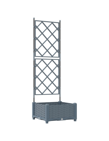 Fioriera da Giardino con Trellis Grigio Chiaro 40x40x125.5 cm