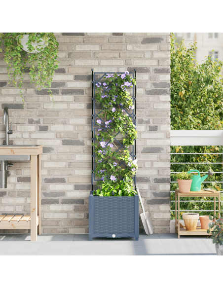 Fioriera da giardino  con traliccio grigio chiaro 40x40x143 cm