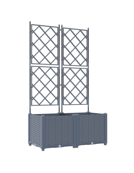 Fioriera da Giardino con Graticcio 2 pz Grigio Chiaro 80x40x143 cm