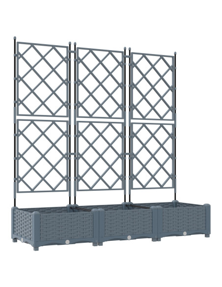 Fioriera da giardino con traliccio  3 pezzi Grigio chiaro 120x40x125.5 cm