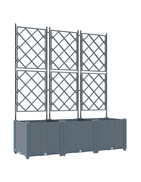 Fioriera da giardino  con trellis 3 pz grigio chiaro 120x40x143 cm