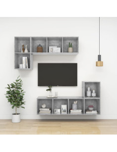 Mobili a Muro 2pz Grigio Cemento 37x37x37 cm Legno Multistrato