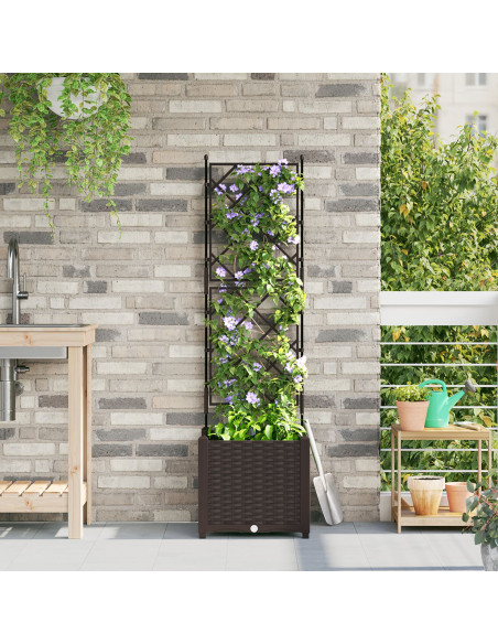Fioriera da Giardino con Trellis Marrone 40x40x143 cm