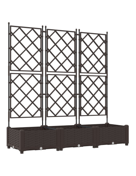 Fioriera  con Traliccio 3 pz Marrone 120x40x125.5 cm