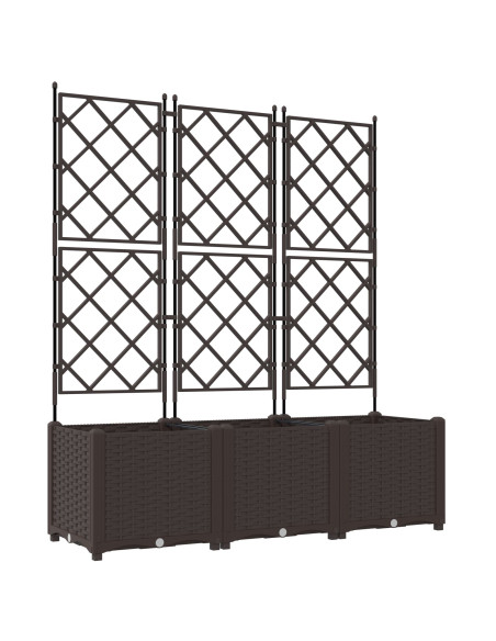 Fioriera da Giardino  con Grata 3 pz Marrone 120x40x143 cm