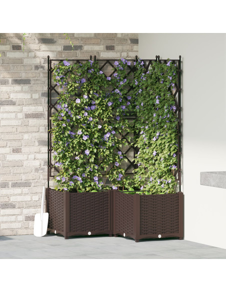 Fioriera da Giardino con Trellis 3 pz Marrone 80x80x143 cm
