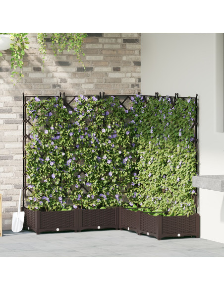 Fioriera da Giardino con Trellis 5 pezzi Marrone 120x120x125,5 cm