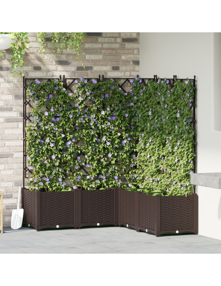 Fioriera da Giardino  con Trellis 5 pz Marrone 120x120x143 cm