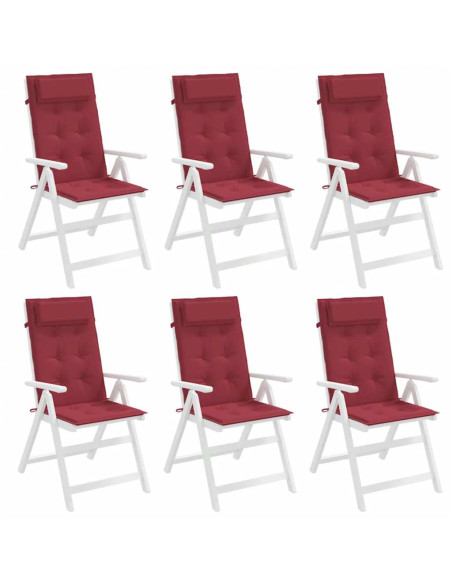 Cuscini Sedia con Schienale Alto 6 pz Rosso Vino Tessuto Oxford