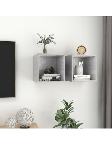 Mobili a Muro 2pz Grigio Cemento 37x37x37 cm Legno Multistrato
