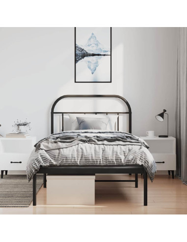 Giroletto con Testiera Metallo Nero 100x200 cm