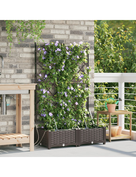 Vasi da Giardino con Sistema di Irrigazione 2 pz Marrone