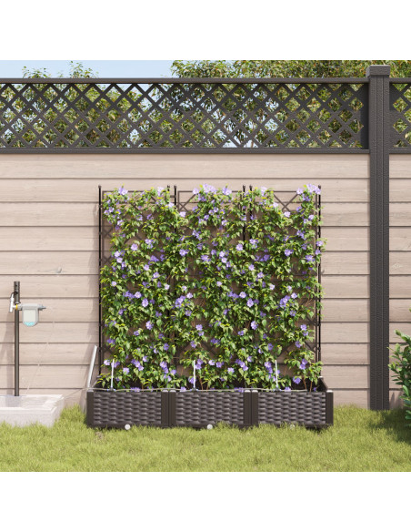 Fioriere da Giardino con Sistema di Irrigazione 3 pz Marrone