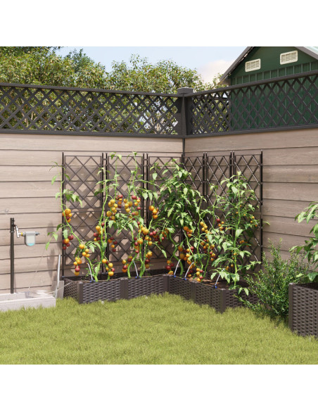 Vasi da Giardino con Sistema di Irrigazione 5 pz Marrone