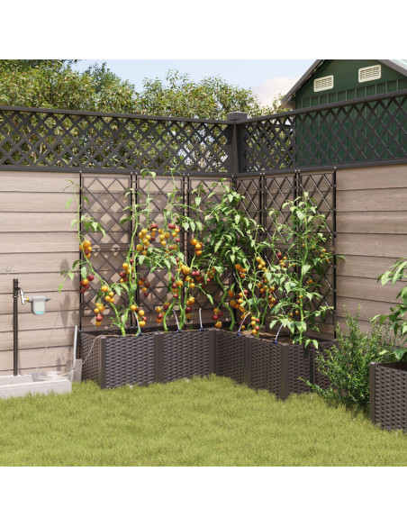 Vasi da Giardino con Sistema di Irrigazione 5 pezzi Marrone