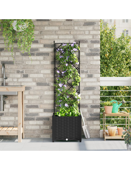 Fioriera con Trellis Nera 40x40x143 cm