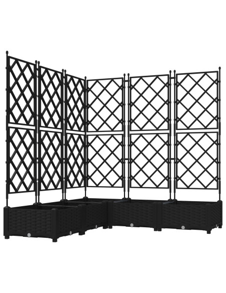 Fioriera da Giardino con Trellis 5 pcs Nera 120x120x125.5 cm