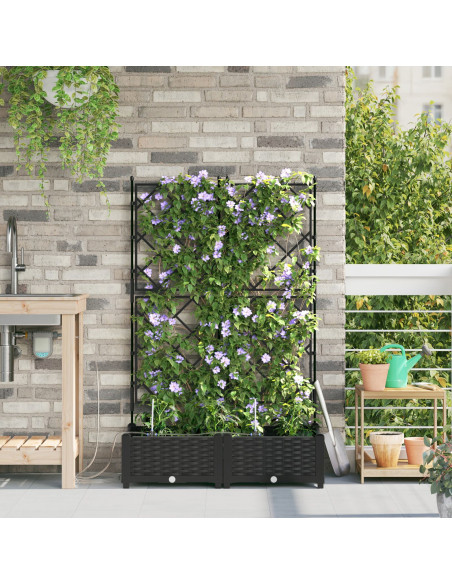 Planters da Giardino  con Sistema di Irrigazione 2 pz Nero