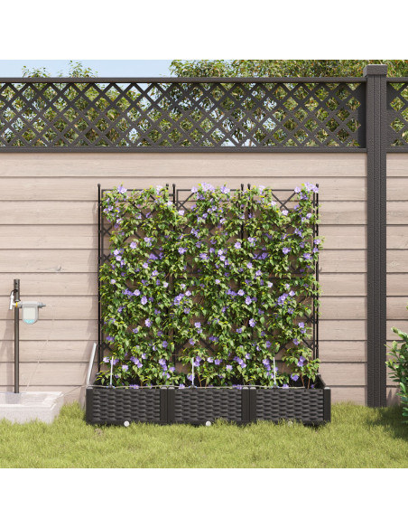 Vasi da Giardino con Sistema di Irrigazione 3 pz Nero