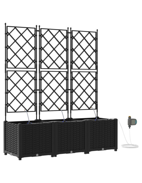 Fioriere da Giardino con Sistema di Irrigazione 3 pz Nero