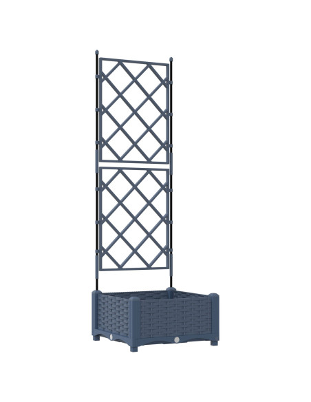 Fioriera da Giardino con Trellis Grigia 40x40x125.5 cm