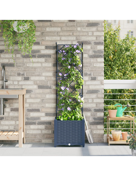 Vaso da Giardino con Trellis Grigio 40x40x143 cm