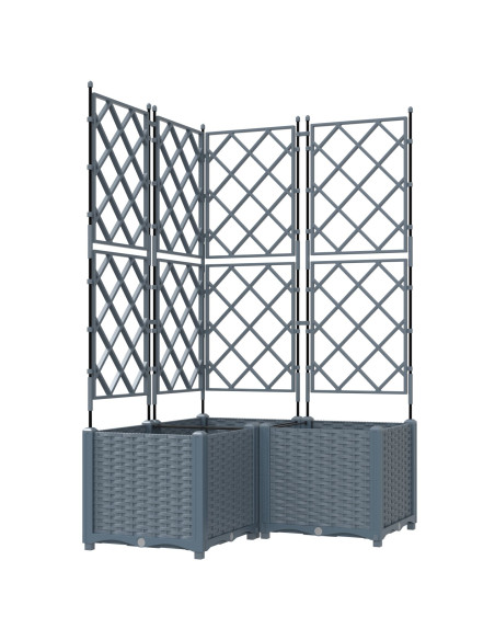 Fioriera da Giardino  con Griglia 3 pz Grigio Chiaro 80x80x143 cm