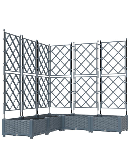 Vaso da Giardino con Trellis 5 pz Grigio Chiaro 120x120x125.5 cm