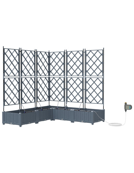Vasi da Giardino con Sistema di Irrigazione 5 pz Grigio chiaro