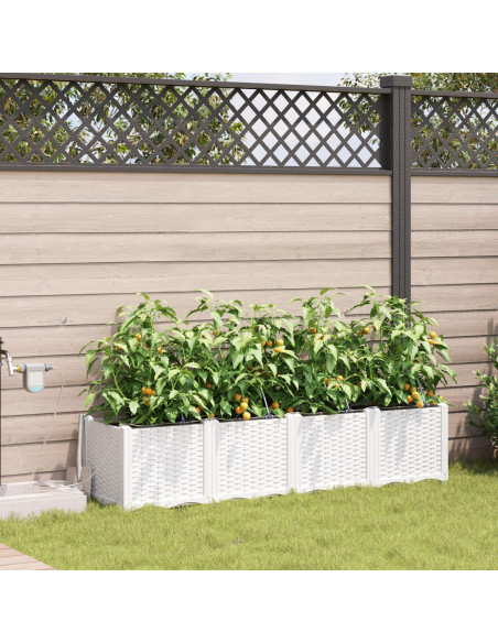 Vasi da Giardino con Sistema di Irrigazione 4 pz Bianco
